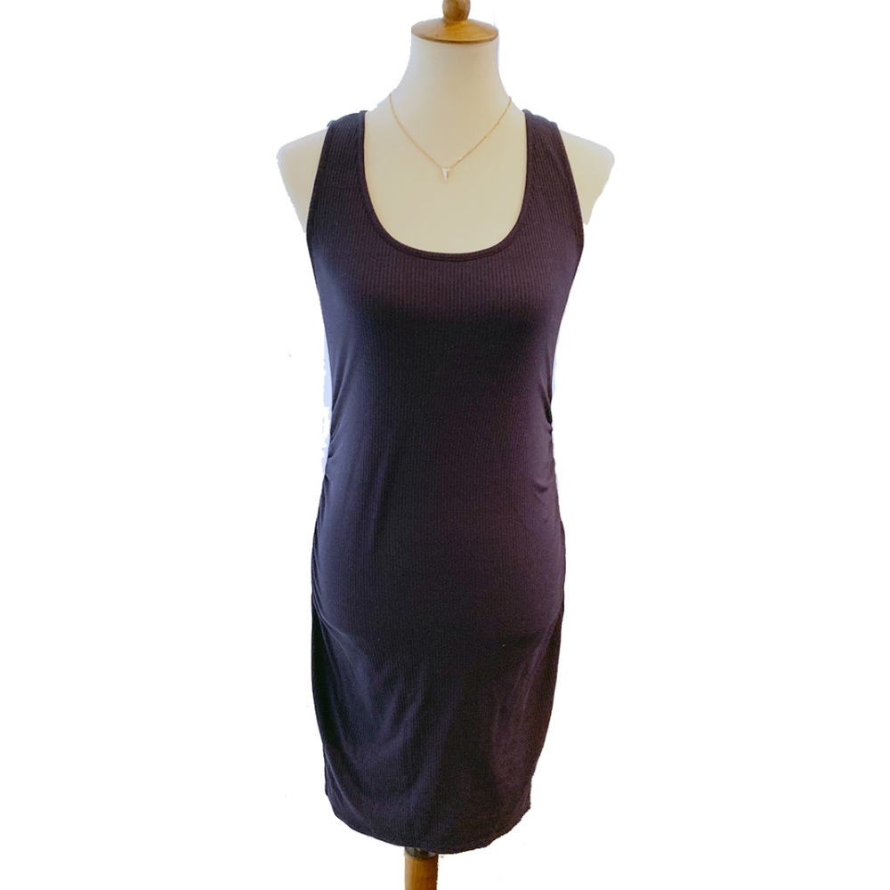 PinkBlush Navy Ribbed Fitted Maternity Dress